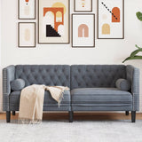 Canapé Chesterfield avec traversins 2 places gris foncé velours