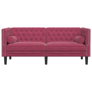 Canapé Chesterfield avec traversins 2 places velours