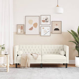 Canapé Chesterfield avec traversins 2 places crème velours