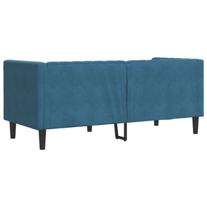 Canapé Chesterfield avec traversins 2 places bleu velours
