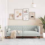 Canapé Chesterfield avec traversins 3 places gris clair velours