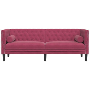 Canapé Chesterfield avec traversins 3 places velours