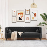 Canapé Chesterfield avec traversins 3 places noir velours