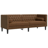 Canapé Chesterfield avec traversins 3 places similicuir daim