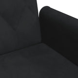 Canapé-lit à 2 places et oreillers et repose-pied noir velours