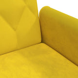 Canapé-lit à 2 places et oreillers et repose-pied jaune velours