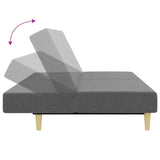 Canapé-lit à 2 places avec repose-pied gris foncé tissu