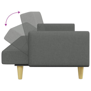 Canapé-lit à 2 places avec repose-pied gris foncé tissu