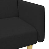 Canapé-lit à 2 places avec repose-pied noir tissu