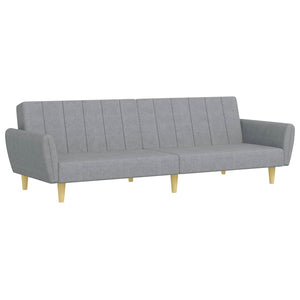 Canapé-lit à 2 places avec repose-pied gris clair tissu