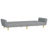 Canapé-lit à 2 places avec repose-pied gris clair tissu