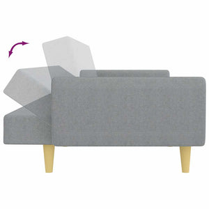 Canapé-lit à 2 places avec repose-pied gris clair tissu