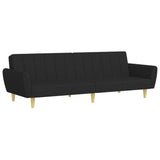 Canapé-lit à 2 places avec repose-pied noir tissu