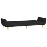 Canapé-lit à 2 places avec repose-pied noir tissu