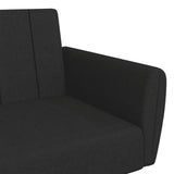 Canapé-lit à 2 places avec repose-pied noir tissu