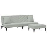 Ensemble de canapés 2 pcs avec coussins gris clair velours