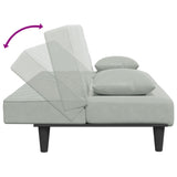 Ensemble de canapés 2 pcs avec coussins gris clair velours