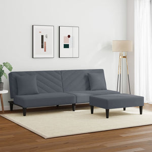 Ensemble de canapés 2 pcs avec coussins gris foncé velours