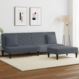 Ensemble de canapés 2 pcs avec coussins gris foncé velours