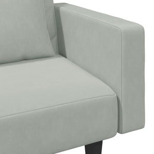 Ensemble de canapés 2 pcs avec coussins gris clair velours