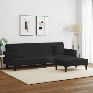 Ensemble de canapés 2 pcs avec coussins noir velours