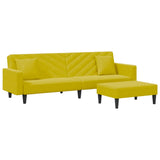 Ensemble de canapés 2 pcs avec coussins jaune velours