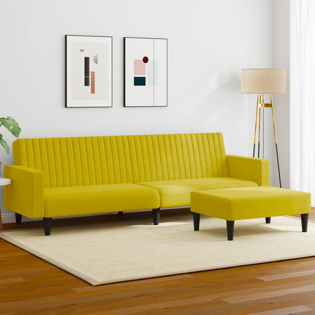 Ensemble de canapés 2 pcs jaune velours