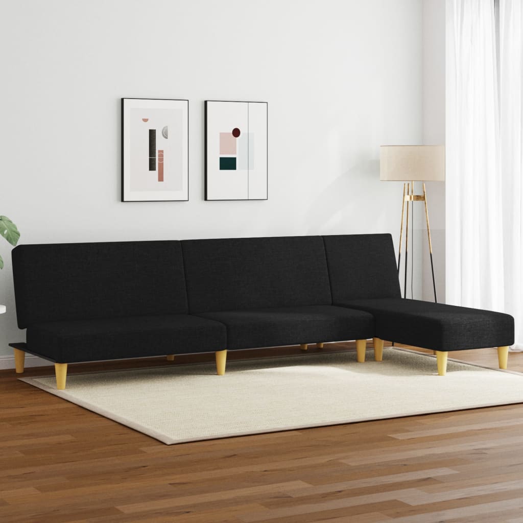 Ensemble de canapés 2 pcs noir tissu