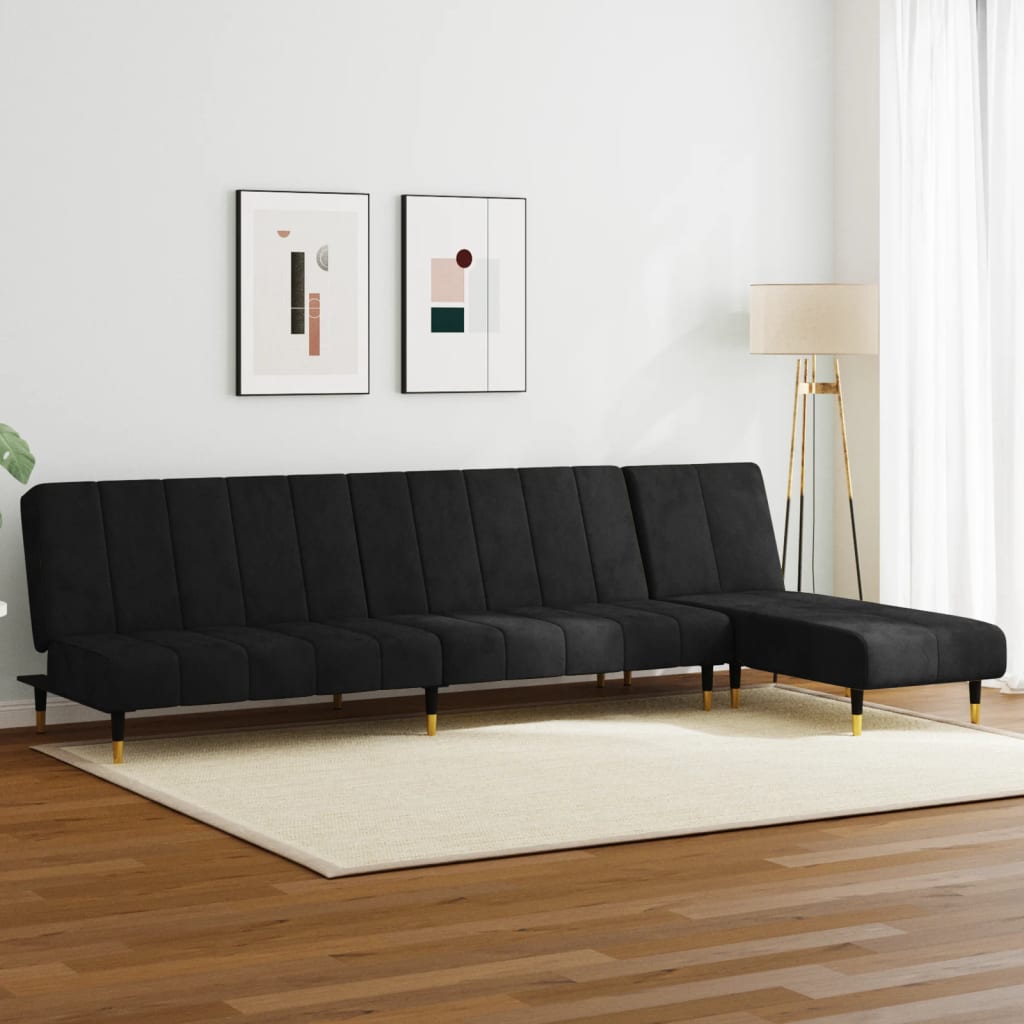 Ensemble de canapés 2 pcs noir velours