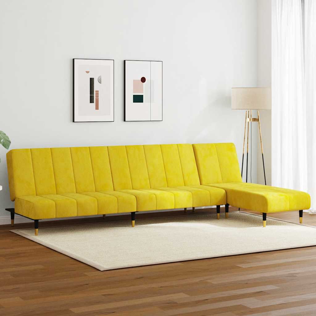 Ensemble de canapés 2 pcs jaune velours