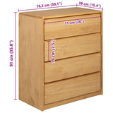 Commode SAUDA chêne 76,5x39x91 cm bois de pin massif