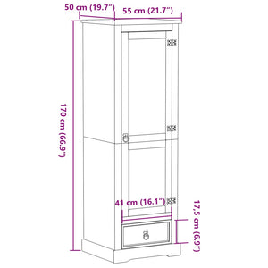 Garde-robe Corona 55x50x170 cm bois de pin massif
