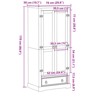 Garde-robe Corona 76x50x170 cm bois de pin massif