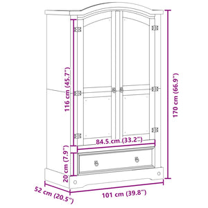 Armoire « Corona » 101 x 52 x 170 cm Bois massif Pin