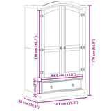 Armoire « Corona » 101 x 52 x 170 cm Bois massif Pin