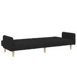 Canapé-lit à 2 places avec repose-pied noir tissu