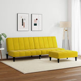 Canapé-lit à 2 places avec repose-pied jaune velours