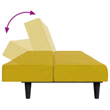 Canapé-lit à 2 places avec repose-pied jaune velours