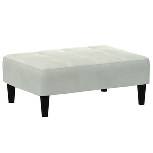 Canapé-lit à 2 places avec repose-pied gris clair velours