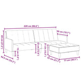 Canapé-lit à 2 places avec repose-pied noir velours