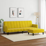 Canapé-lit à 2 places avec repose-pied jaune velours