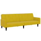 Canapé-lit à 2 places avec repose-pied jaune velours