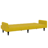 Canapé-lit à 2 places avec repose-pied jaune velours