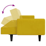 Canapé-lit à 2 places avec repose-pied jaune velours