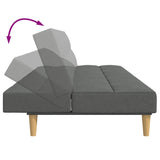 Canapé-lit à 2 places avec repose-pied gris foncé tissu