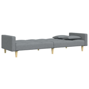 Canapé-lit à 2 places avec repose-pied gris clair tissu