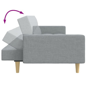 Canapé-lit à 2 places avec repose-pied gris clair tissu