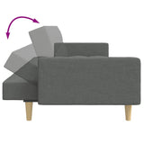 Canapé-lit à 2 places avec repose-pied gris foncé tissu