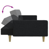 Canapé-lit à 2 places avec repose-pied noir tissu