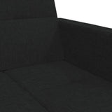 Canapé-lit à 2 places avec repose-pied noir tissu
